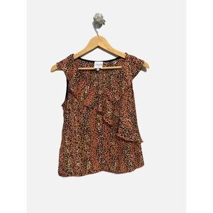 Gray LA Ruffle Print Sleeveless Blouse